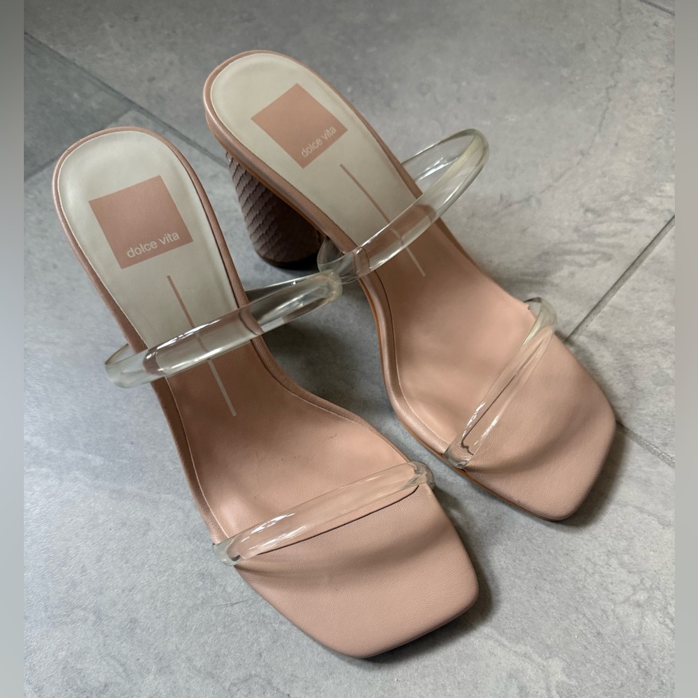 Dolce Vita Nude Heels with Clear Straps
